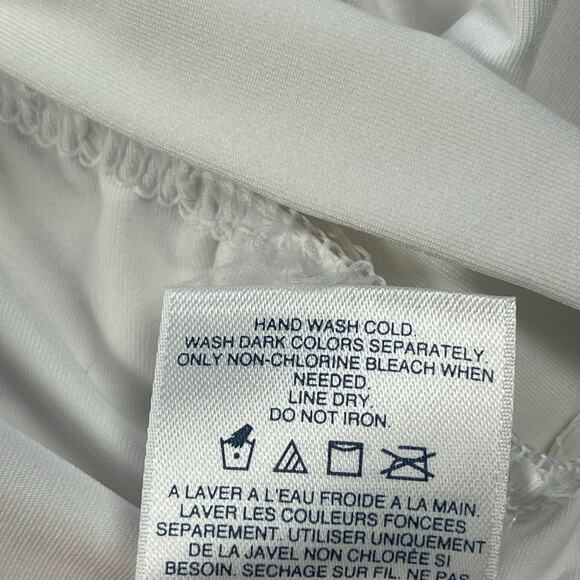 Lands End Swim Top Womens Small 6-8 White Tie Front Short Sleeve Blouson UPF 50 - Picture 10 of 15